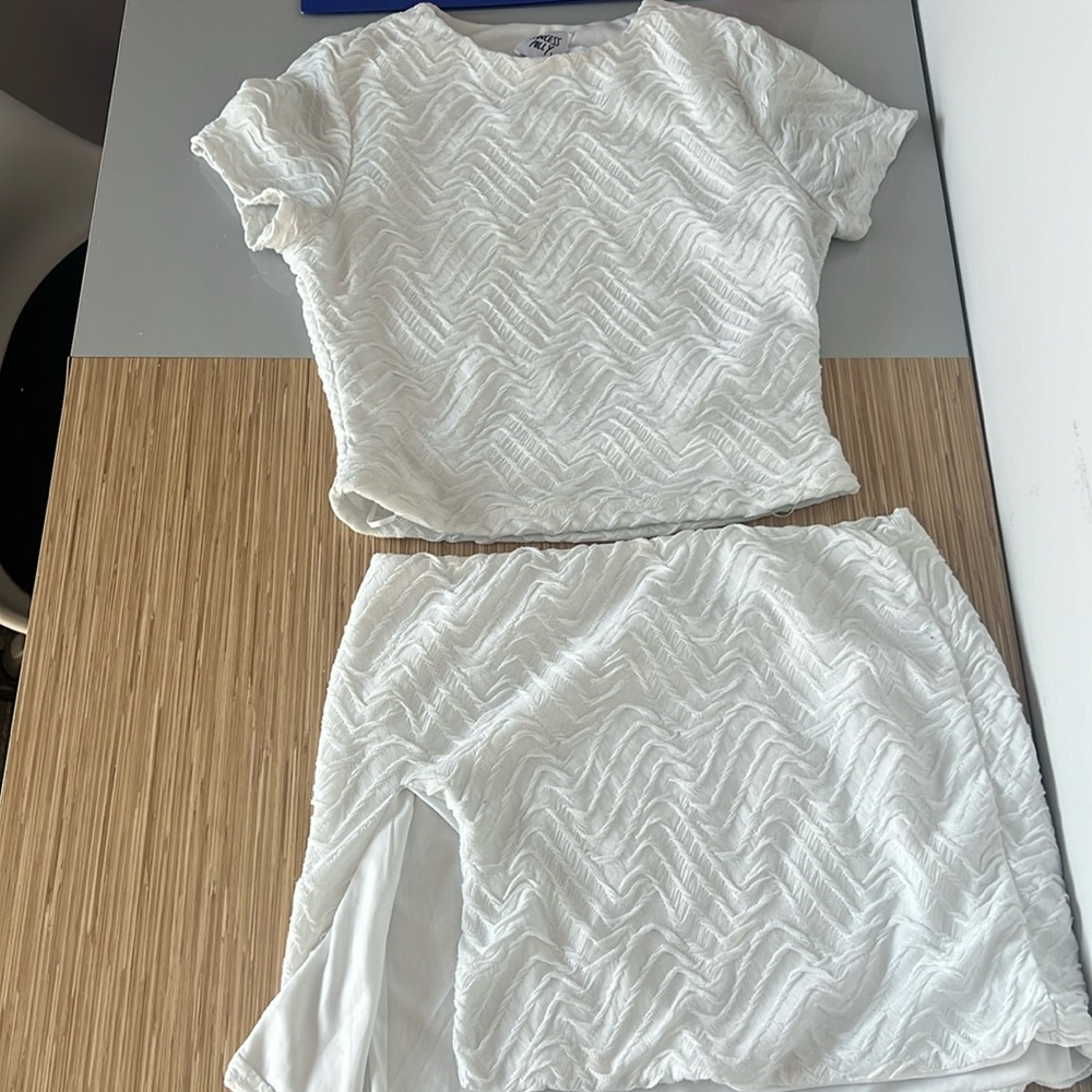 White mini skirt set from Princess Polly